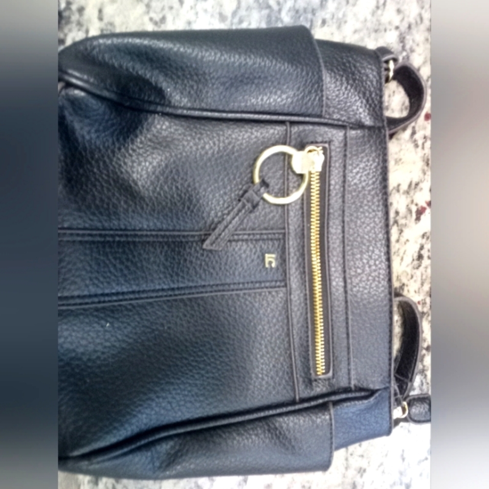 Black Leather Purse with Gold Accents